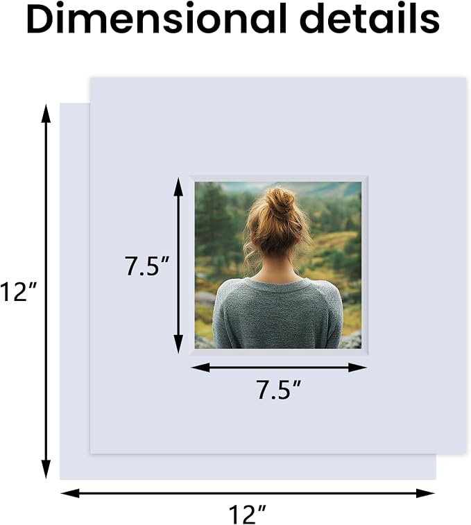 Falling in Art 5 Pack Acid Free 12x12'' White Picture Mats Board Show Kit - Image 2