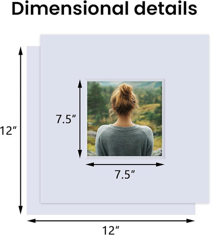 Falling in Art 5 Pack Acid Free 12x12'' White Picture Mats Board Show Kit - Image 2