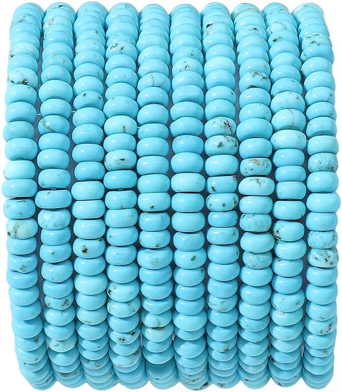 Natural Blue Turquoise Disk Stone Beads 4x2mm 160pcs Rondelle Loose Semi by Beadia