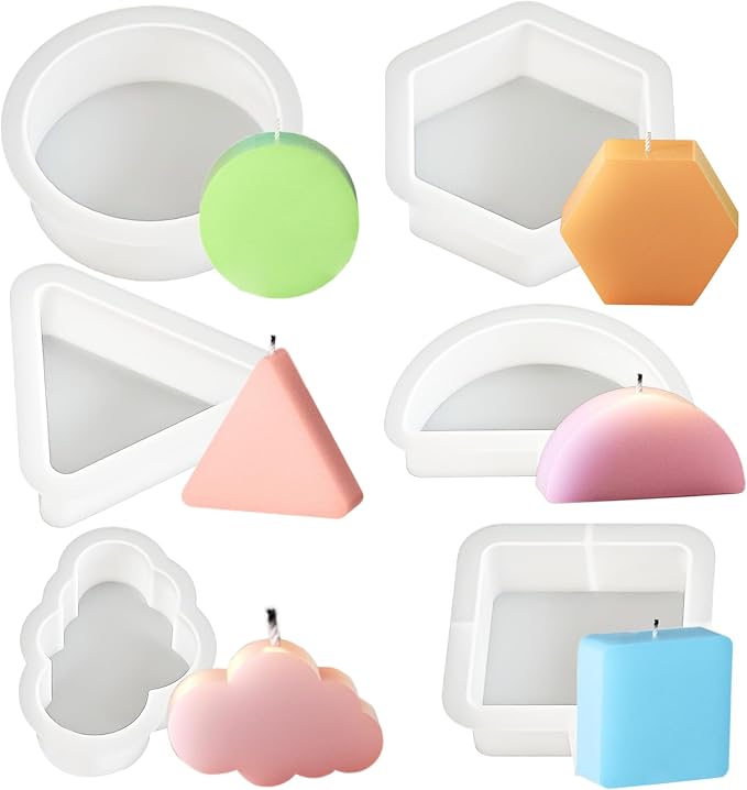 6 Pack Candle Molds for Candle Making, Moldes para Velas, Geometric Figure by ZPARNO