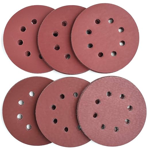 5-Inch 8-Hole Hook and Loop Sanding Discs, 600/800/1000/1200/1500/2000 Fine by Aiyard
