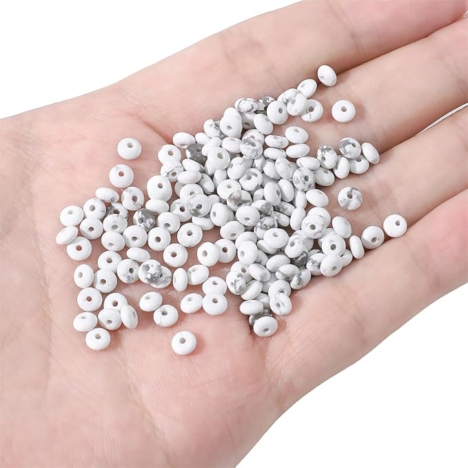 Natural White Howlite Disk Stone Beads 4x2mm 160pcs Rondelle Loose Semi - Image 3