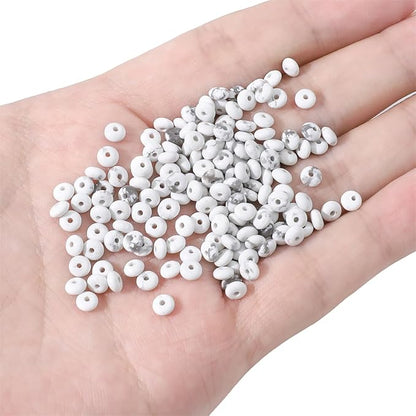 Natural White Howlite Disk Stone Beads 4x2mm 160pcs Rondelle Loose Semi - Image 3