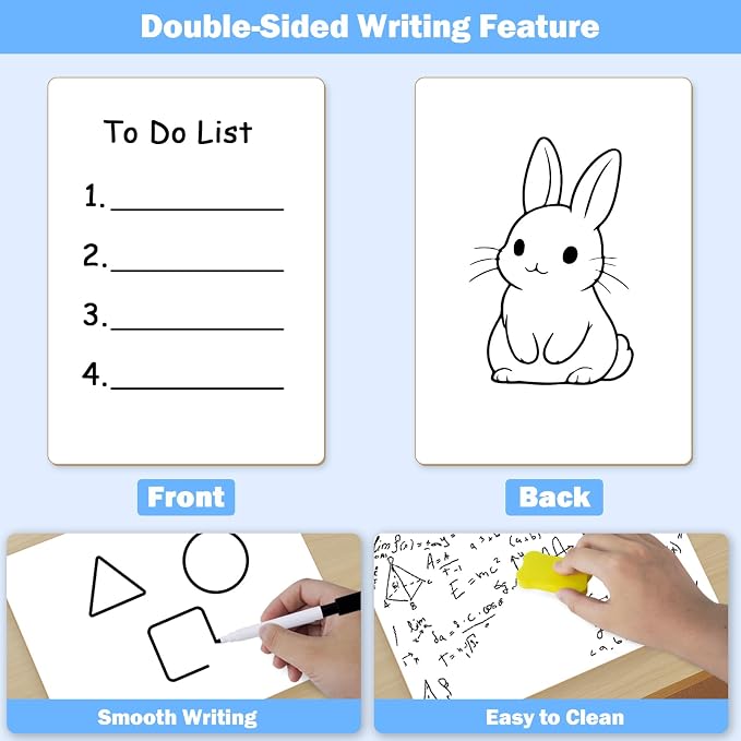 25 Pack Dry Erase Boards 9'' x 12'' Mini Double-Sided Whiteboards Safe Rounded - Image 5