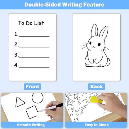 25 Pack Dry Erase Boards 9'' x 12'' Mini Double-Sided Whiteboards Safe Rounded - Image 5