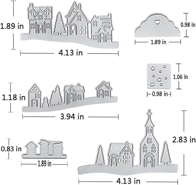 YKW Village House Castle Metal Cutting Dies Stencil Template Molds, Embossing - Image 2