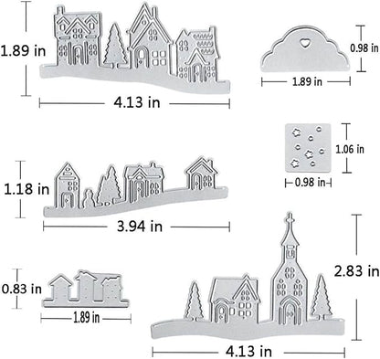 YKW Village House Castle Metal Cutting Dies Stencil Template Molds, Embossing - Image 2