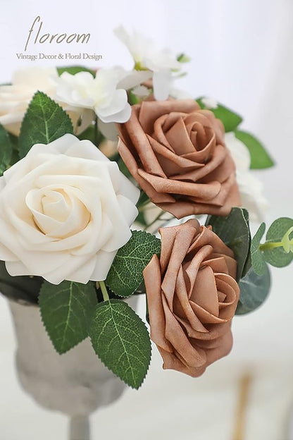Floroom Artificial Flowers 25pcs Real Looking Gold Sparrow & Cream Foam Fake - Image 4