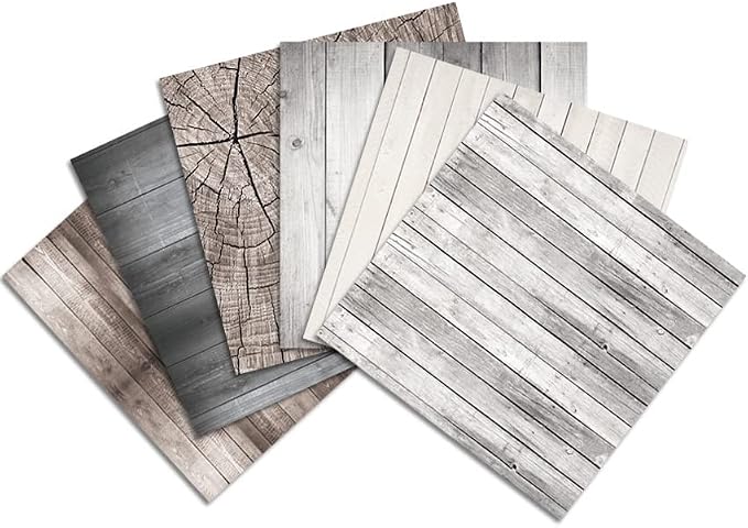 6x6 Inch Scrapbook Paper Pad, Single Sided 12 Unique Vintage Wood Designs - Image 3