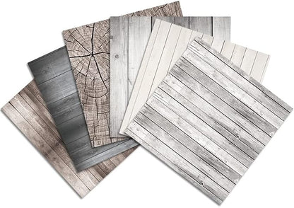 6x6 Inch Scrapbook Paper Pad, Single Sided 12 Unique Vintage Wood Designs - Image 3