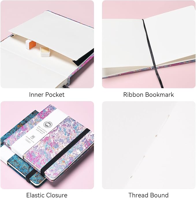 Lightwish Square Watercolor Journal, 100% Cotton, 300gsm/140lb, 24 Sheets Cold - Image 3