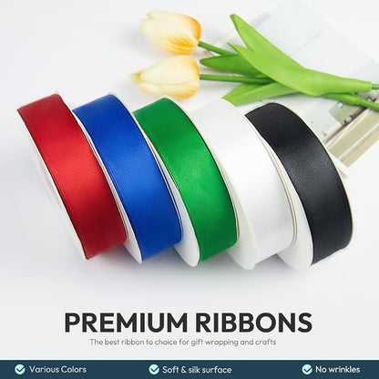 KMER LIFE 1 inch Wide x 50 Yards Wine Red Single Faced Polyester Satin Ribbon - Image 3