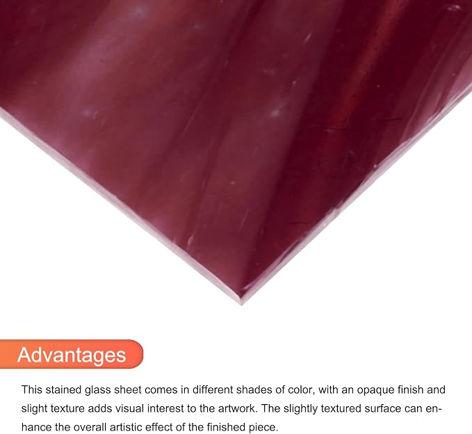 MECCANIXITY 2 Pcs Stained Glass Sheet Mosaic Tile 7.9 Inch x 5.9 Inch Dark Red - Image 4