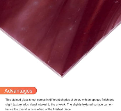 MECCANIXITY 2 Pcs Stained Glass Sheet Mosaic Tile 7.9 Inch x 5.9 Inch Dark Red - Image 4