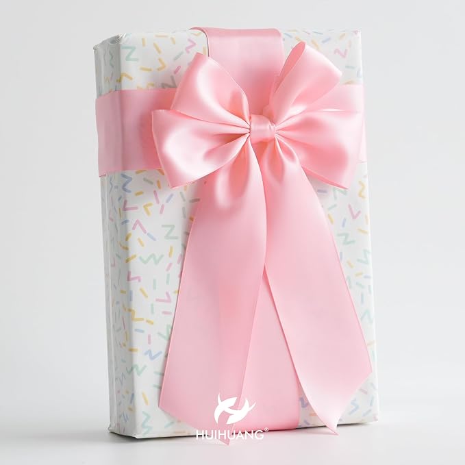 HUIHUANG Pink Satin Ribbon 2 inch Wide Double Faced Satin Ribbon Pink Ribbon - Image 3