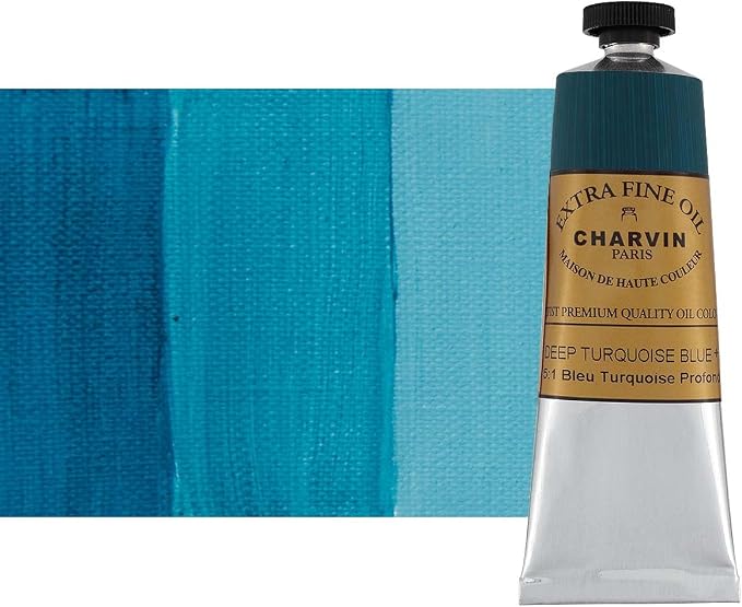 Charvin Extra Fine Oil Paint, Turquoise Deep Blue 60 mL - Image 2