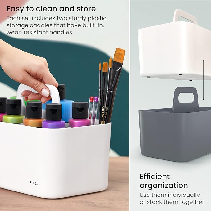 ARTEZA Storage Caddy Pack of 2, 5-Compartment Plastic Caddy Organizer - Image 2