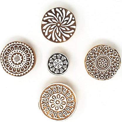 Round Shape Wooden Stamp Block for Block Printing - Image 2