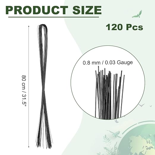 PATIKIL 32 Inch 22 Gauge Floral Stem Wire, 3 Pack/120 Pieces Bouquet Stem Paper - Image 2