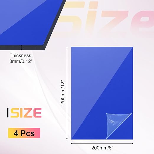 uxcell 4Pcs Acrylic Sheets 12x8 Inch Acrylic Panel 1/8 Inch-3mm Plastic Board - Image 2