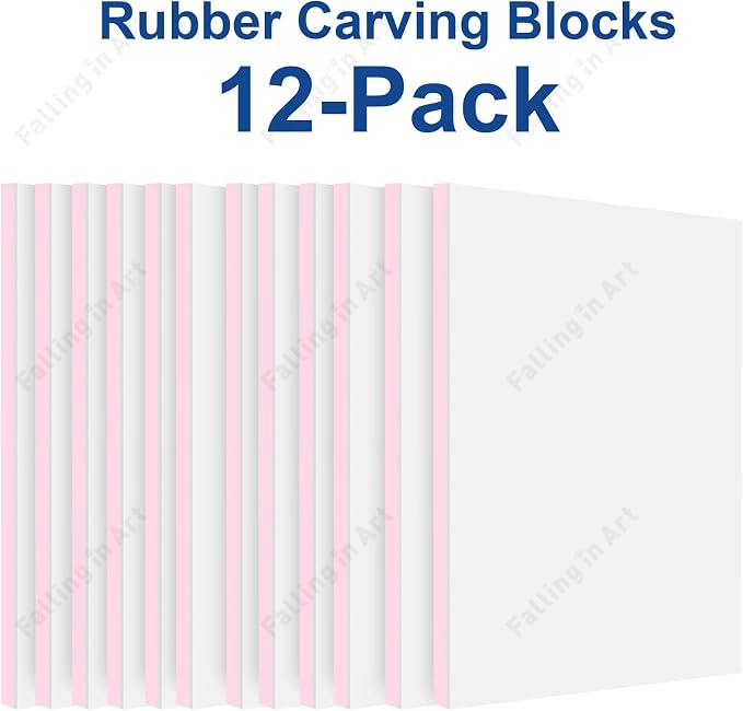 Falling in Art 12 Pack Rubber Carving Block, Soft Linoleum Block - Image 5