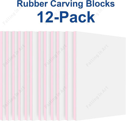 Falling in Art 12 Pack Rubber Carving Block, Soft Linoleum Block - Image 5