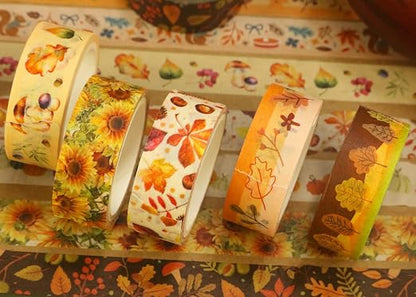 YUBBAEX 10 Rolls Four Seasons Washi Tape Set Yellow Leaves & Flowers Masking - Image 7