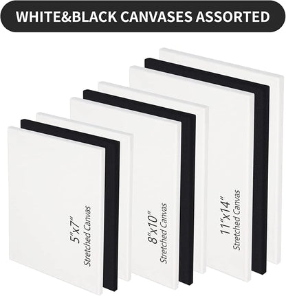 Black White Stretched Canvases for Painting Multi-Pack 3-Ea of11x14 8x10 5x7 - Image 4