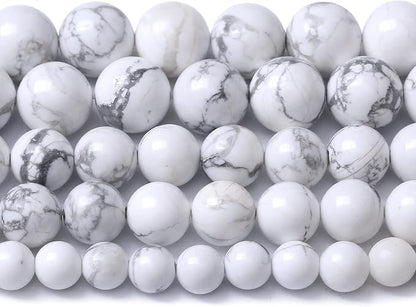 32pcs 12mm AAA Natural Stone Beads White Howlite Turquoises Round Loose Beads by NaturalStoneBeads