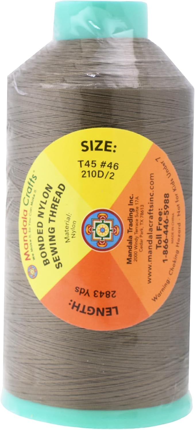 Mandala Crafts Bonded Nylon Thread Dark Beige Heavy Duty Sewing Threads - Image 3