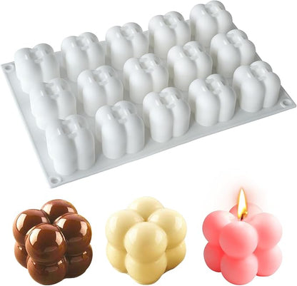 JDH 3D Bubble Candle Silicone Molds 15 Cavity Cube Silicone Candle Molds Soap by JDHSilicone