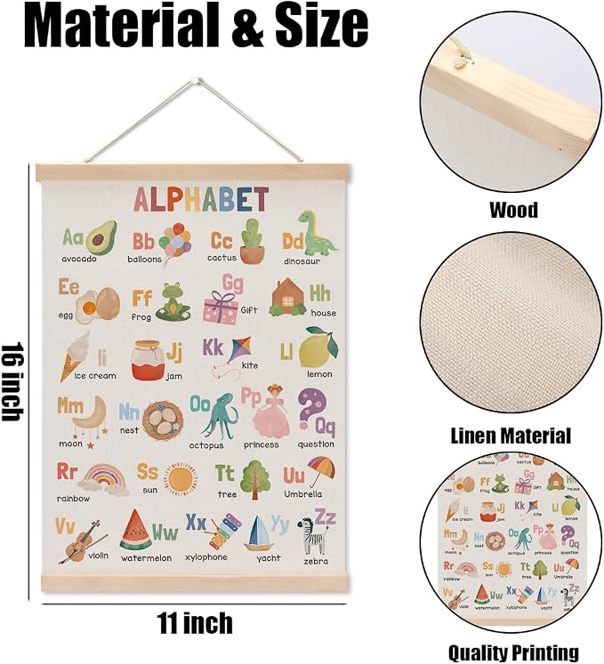 Alphabet Poster Hanger, Alphabet ABC Chart Nursery Decor Wall Decor, Toddler - Image 6