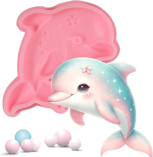 1 Pcs Dolphin Chocolate Silicone Mold, Cute Marine Animal Cake Decoration by IKOJING