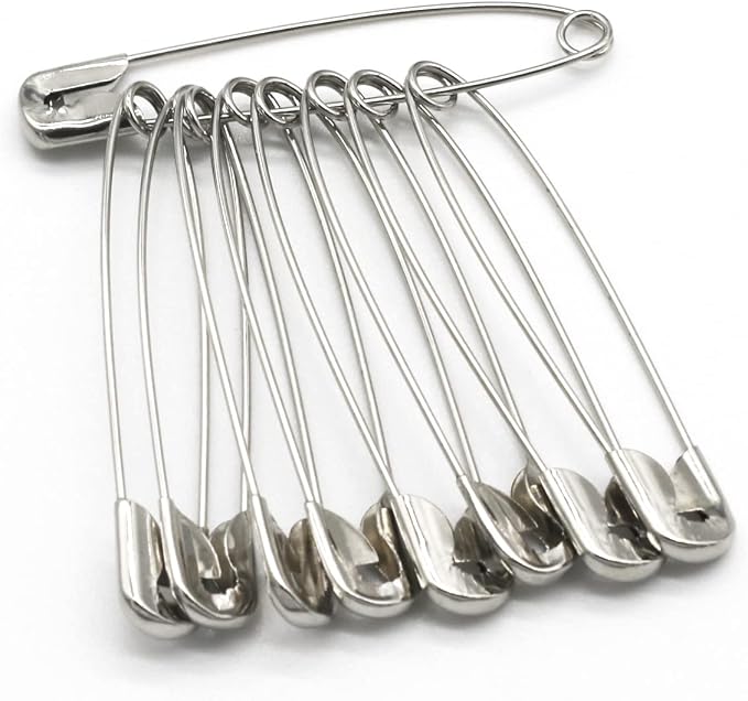 vrupin 50PCS Safety Pins, 3Inch/76mm Safety Pins Metal Nickel Plated Steel - Image 5