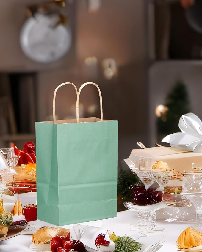 qiqee 32-Packs Light Blue Paper Gift Bags - Image 5