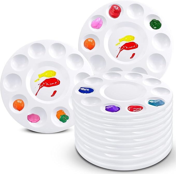 Hulameda 10pcs Paint Tray Palettes, Plastic Round Pallet by Hulameda