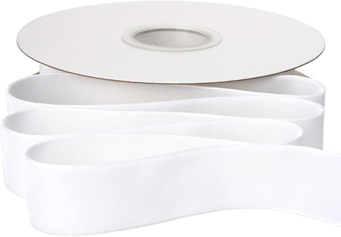 Ribbli Polyester White Velvet Ribbon, 1 Inches Continuous10-Yard Spool by Ribbli