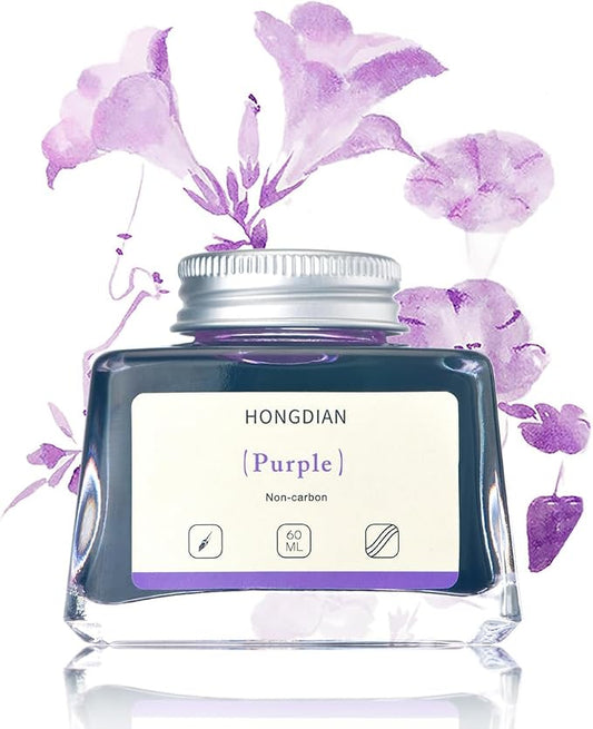 Hongdian Fountain Pen Bottled Ink Purple Color, 60ml Non Carbon Inkwell Bottle by Asvine