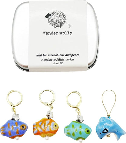 Handmade Ocean Fish Stitch Markers 4 PCS in One Case, Three Tropical Fish by Unknown