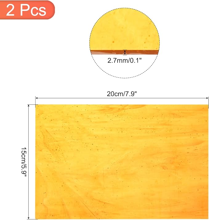MECCANIXITY 2 Pcs Stained Glass Sheet Mosaic Tile 7.9 Inch x 5.9 Inch Orange - Image 2