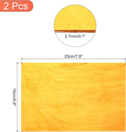 MECCANIXITY 2 Pcs Stained Glass Sheet Mosaic Tile 7.9 Inch x 5.9 Inch Orange - Image 2