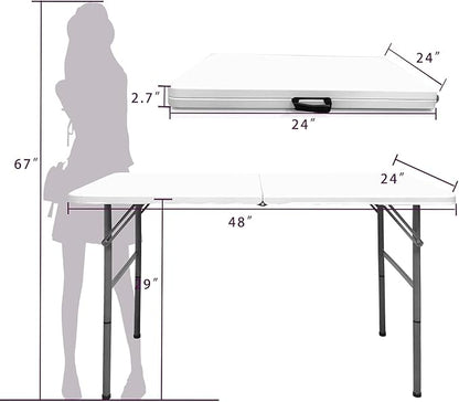 4 FT Folding Table, Plastic Portable Tables - Image 3