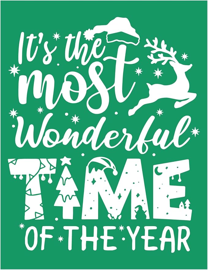 Wonderful Time Christmas Stencils Self Adhesive Silk Screen Stencil Reusable by JAJADO