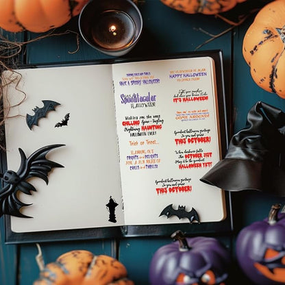 Halloween Words Clear Stamps for Card Making anding Halloween Alphabet Skulls - Image 6