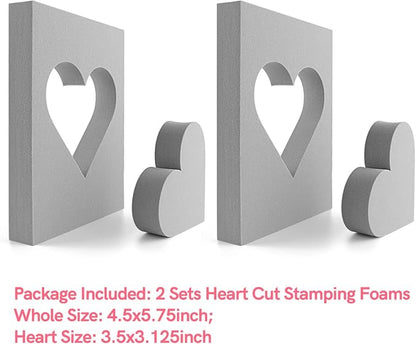 BAOFALI 9 Pcs Heart Cut Stamping Foam Grey Moldable Foam Stamps Plastic Dry - Image 2