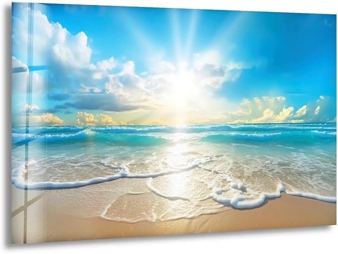 My Photostation.com 60WX40H'' Beautiful Sunset & Ocean Glass Wall ArtTempered by MyPhotostation