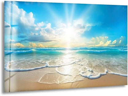 My Photostation.com 48Wx32H'' Beautiful Sunset & Ocean Glass Wall ArtTempered by MyPhotostation