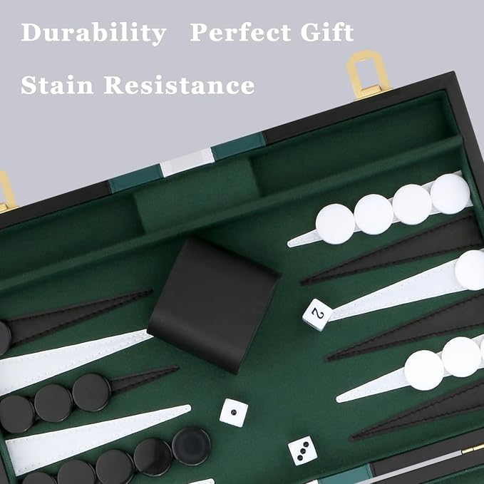 Backgammon Set - Classic Board Game - Portable Travel Strategy Backgammon Game - Image 3