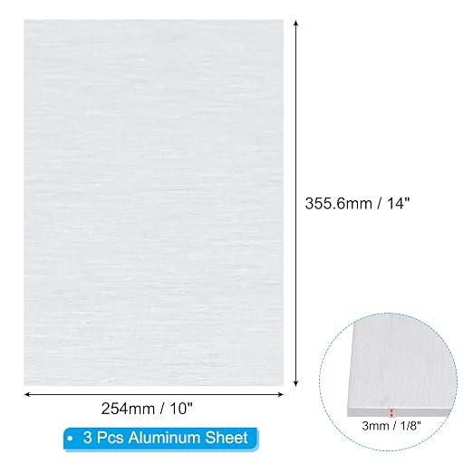 PATIKIL 6061 T651 Aluminum Sheet Metal 14 x 10 x 1/8 Inch 3Pcs Flat Plain - Image 2