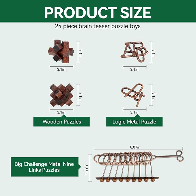24 Pcs Brain Teaser Puzzles for Adults Teens - Image 5